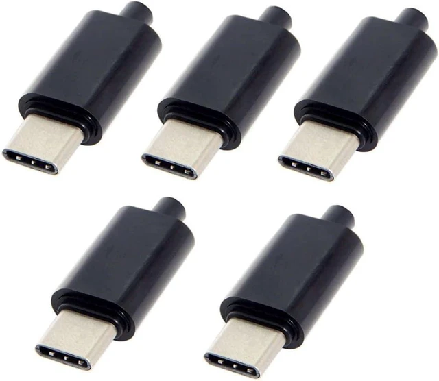 Alt view image 8 of 14 - 5 Pack USB C DIY Connector USB 3.1 Type C 24Pin Male Plug Port Repair Replacement Solder Adapter with PCB Board Black Housing