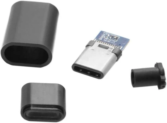 Alt view image 12 of 14 - 5 Pack USB C DIY Connector USB 3.1 Type C 24Pin Male Plug Port Repair Replacement Solder Adapter with PCB Board Black Housing