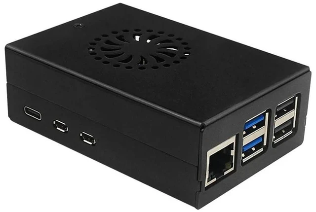 Alt view image 7 of 11 - For Raspberry Pi 5 Aluminum Alloy Shell Active And Passive Cooling Radiator Enclosure Metal Case For Rpi 5