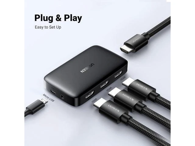 Alt view image 10 of 14 - UGREEN HDMI Switch 3 in 1 Out 4K HDMI Splitter with Remote Supports HDR CEC 3D HDCP1.4 HDMI 3 Port Box Hub 4K 30Hz, Compatible with Switch/Switch 2 PS5 PS4 Xbox Fire Stick Roku Apple TV PC
