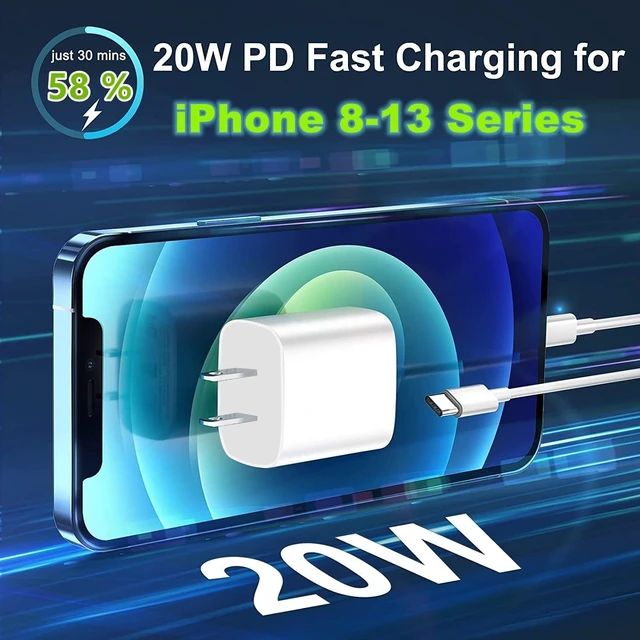 Alt view image 9 of 14 - iPhone Fast Charger Cable Fast Charger iPhone 20W PD USB C Wall Charger Type C Power Adapter Lightning Cable Fast Charging Plug Compatible with iPhone14/13 Pro/12/11/XS/Max/XR/X/8 Plus/SE 2022 iPad