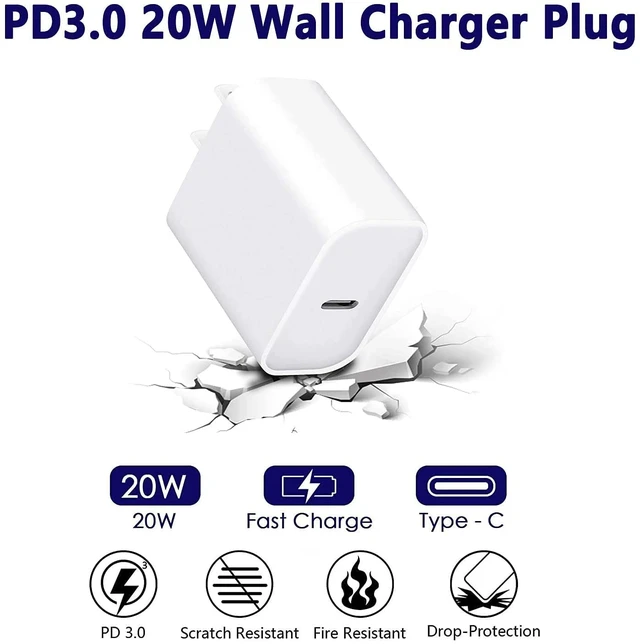 Alt view image 11 of 14 - iPhone Fast Charger Cable Fast Charger iPhone 20W PD USB C Wall Charger Type C Power Adapter Lightning Cable Fast Charging Plug Compatible with iPhone14/13 Pro/12/11/XS/Max/XR/X/8 Plus/SE 2022 iPad