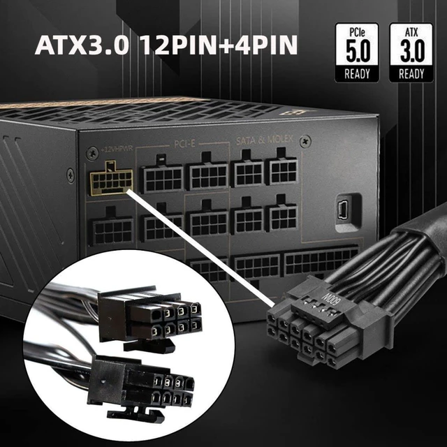 Alt view image 9 of 14 - ATX3.0 PCIe 5.0 12VHPWR Power Modular Cable to Dual ATX 8Pin for 3080 3090TI PSU 16Pin 12Pin+4Pin Graphics Card