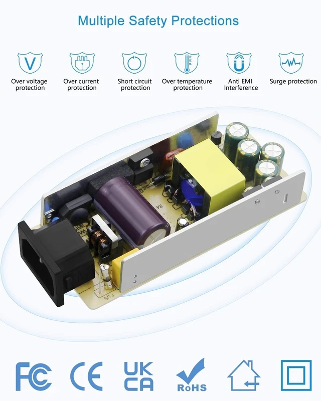 Alt view image 11 of 14 - 19V Power Supply Adapter 3.42A 65W AC/DC Converter Transformer 100V~240V AC Input with 5.5mmx 2.5mm Plug for LCD LED Monitor, HDTV, 3D Widescreen, Bluetooth Speaker, Printers, Audio Amplifier