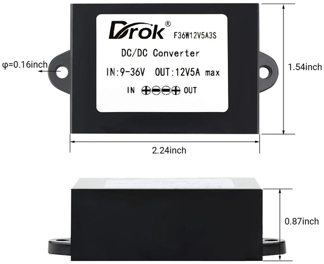 Alt view image 17 of 20 - DC-DC Stabilizer, 9V-36V to 12V Boost Buck Converter 5A 60W Waterproof Auto Step Up Down Voltage Regulator 12V Volt Transformer for Car Audio Solar Power System LCD Television LED Display Screen