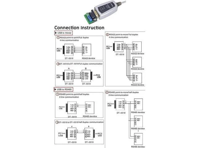 Alt view image 12 of 14 - DTECH USB to RS422 RS485 Serial Port Converter Adapter Cable with FTDI Chip Supports Windows 10 8 7 XP Macbook - 16FT