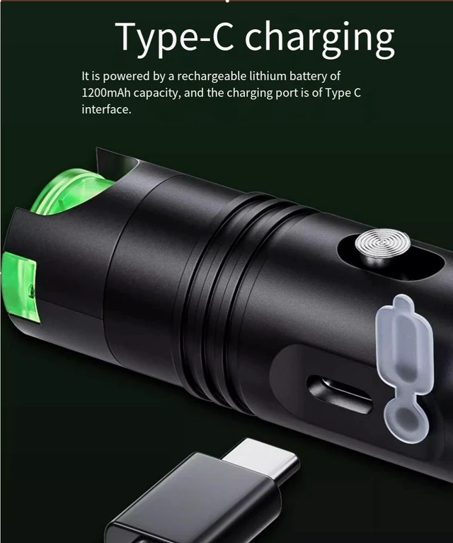 Alt view image 13 of 14 - Fiber optic green light pen Fiber optic vision fault locator 10mw portable ype -C charging with FC male -LC female adapter
