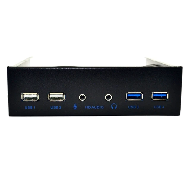 Alt view image 6 of 12 - 5.25 Inch Desktop Pc Case Internal Front Panel Usb Hub 2 Ports Usb 3.0 And 2 Ports Usb 2.0 With Hd Audio Port 20 Pin Connector