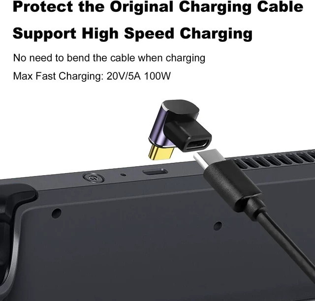 Alt view image 7 of 10 - 90 Degree USB-C Male to USB-C Female Adapter (2 Pack) Type-C Up and Down Right Angle 40Gbps PD 100W Fast Charging Connector for Steam Deck Switch Laptop MacBook Pro/Air Tablet and Phone