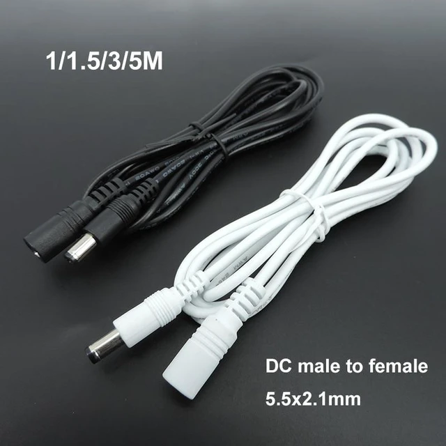 Alt view image 8 of 12 - 1/1.5/5m white black DC Power supply Male to female connector Cable Extension Cord Adapter Plug 20 22awg 5.5x2.1mm for strip L(White 22awg)
(3M)