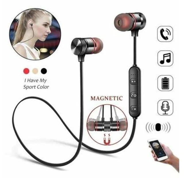 Alt view image 7 of 10 - Earbuds Metal Earphones With Mic Magnetic Bluetooth Earphone Sports Neckband Wireless Gaming Headset For IPhone