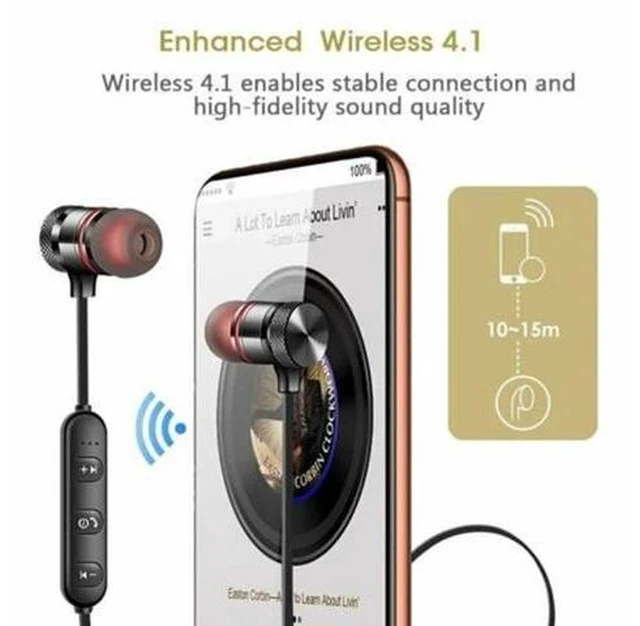 Alt view image 8 of 10 - Earbuds Metal Earphones With Mic Magnetic Bluetooth Earphone Sports Neckband Wireless Gaming Headset For IPhone