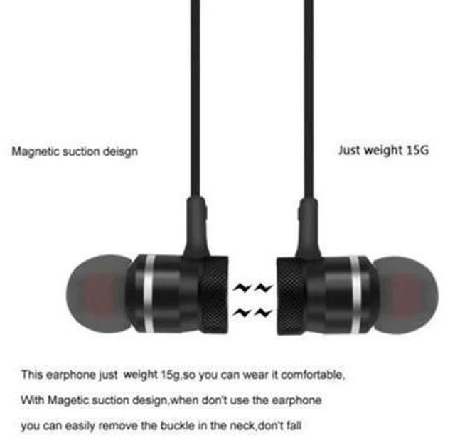 Alt view image 9 of 10 - Earbuds Metal Earphones With Mic Magnetic Bluetooth Earphone Sports Neckband Wireless Gaming Headset For IPhone