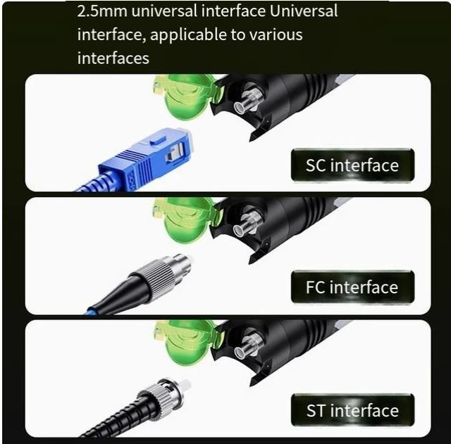 Alt view image 10 of 14 - Fiber optic green light pen Fiber optic vision fault locator 10mw portable ype -C charging with FC male -LC female adapter