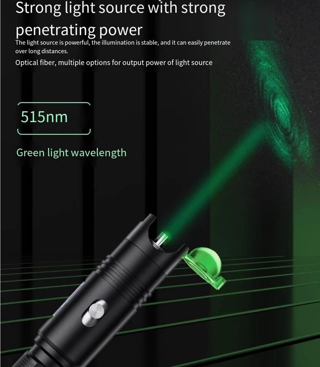 Alt view image 11 of 14 - Fiber optic green light pen Fiber optic vision fault locator 10mw portable ype -C charging with FC male -LC female adapter