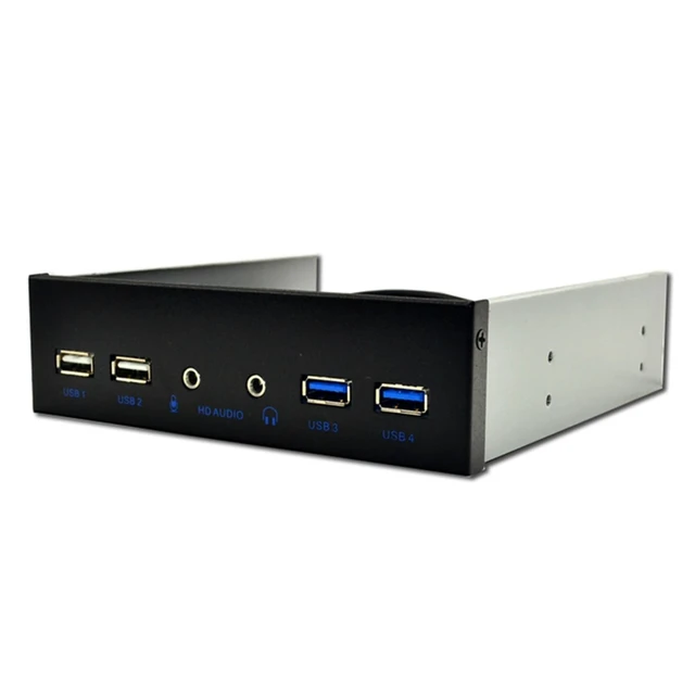 Alt view image 7 of 12 - 5.25 Inch Desktop Pc Case Internal Front Panel Usb Hub 2 Ports Usb 3.0 And 2 Ports Usb 2.0 With Hd Audio Port 20 Pin Connector
