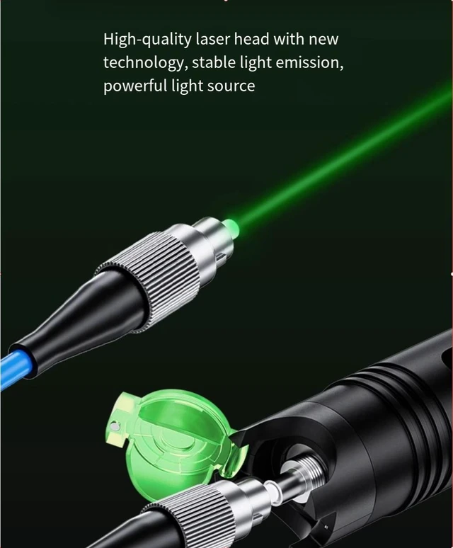 Alt view image 14 of 14 - Fiber optic green light pen Fiber optic vision fault locator 10mw portable ype -C charging with FC male -LC female adapter