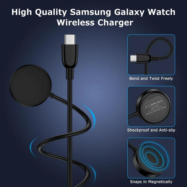 Alt view image 13 of 14 - USB C Samsung Watch Charger Fast Charging for Samsung Galaxy Watch 7/6 Classic/6/5 Pro/5/4/4 Classic/3/Active 2/Active 1, Magnetic Wireless Galaxy Charger Pad with 3FT Type C Cable Cord