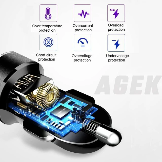 Alt view image 12 of 14 - Car Charger USB C Car Adapter 4 Port USB Car Charger with Voltage Display PD 3.0 & QC 3.0 Car Phone Charger Cigarette Lighter USB Charger Adapter Fast Charging for iPhone iPad & Phone Tablets
