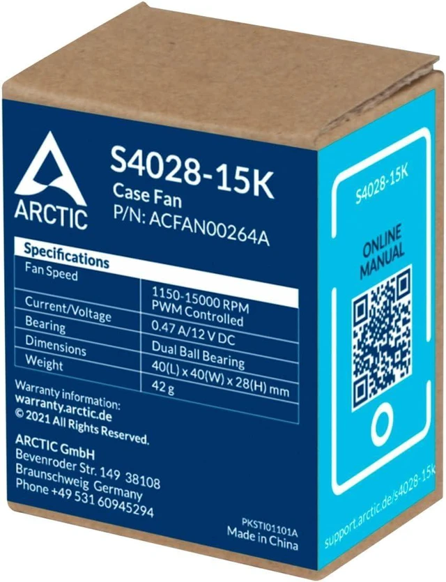 Alt view image 12 of 12 - ARCTIC S4028-15K - 40x40x28 mm Server Fan, 1400-15000 RPM, PWM Regulated, 4-pin Connector, 12 V DC, Rack Cooling Fan - Black