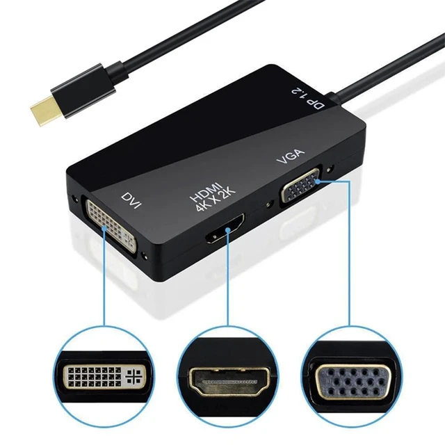 Alt view image 8 of 10 - 3 in 1 Thunderbolt 4K Mini Display Port Dock Converter MINI DP Male To DVI VGA Female Adapter Converter Hub