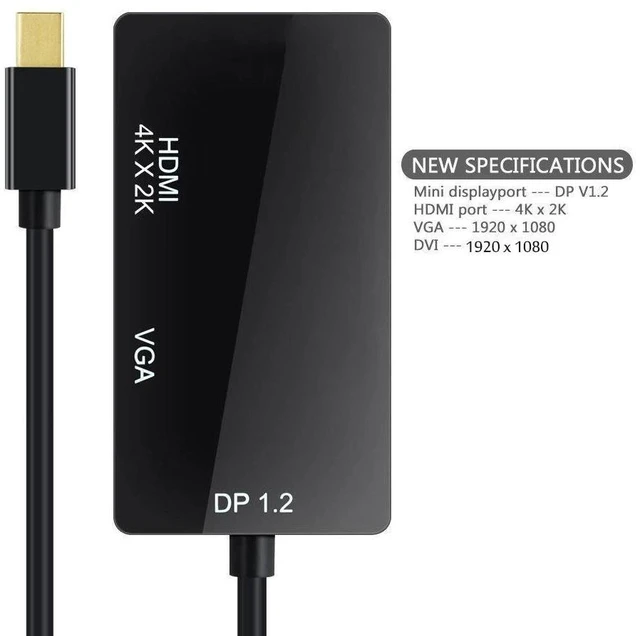 Alt view image 9 of 10 - 3 in 1 Thunderbolt 4K Mini Display Port Dock Converter MINI DP Male To DVI VGA Female Adapter Converter Hub
