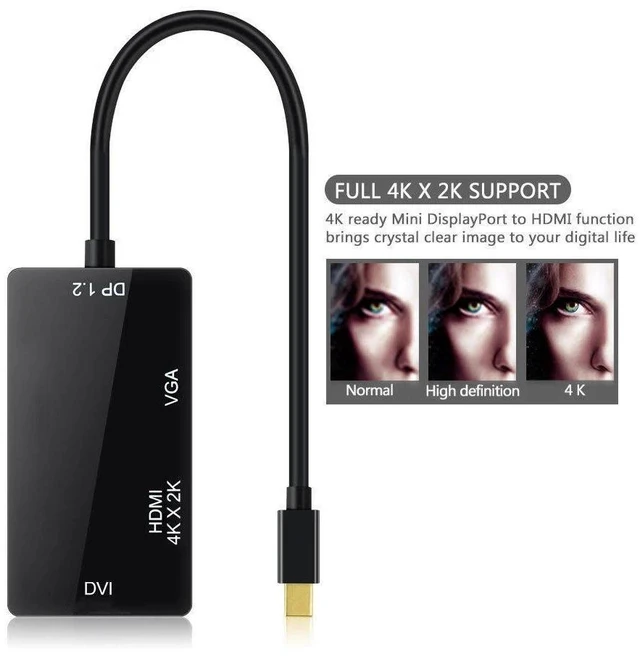 Alt view image 10 of 10 - 3 in 1 Thunderbolt 4K Mini Display Port Dock Converter MINI DP Male To DVI VGA Female Adapter Converter Hub