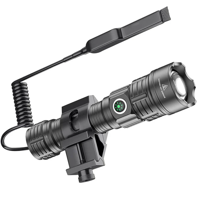 Alt view image 9 of 14 - Tactical Flashlight Type-C USB Rechargeable 6000 lumens Zoomable LED Waterproof flashlights with Pressure Switch Picatinny Rial Light