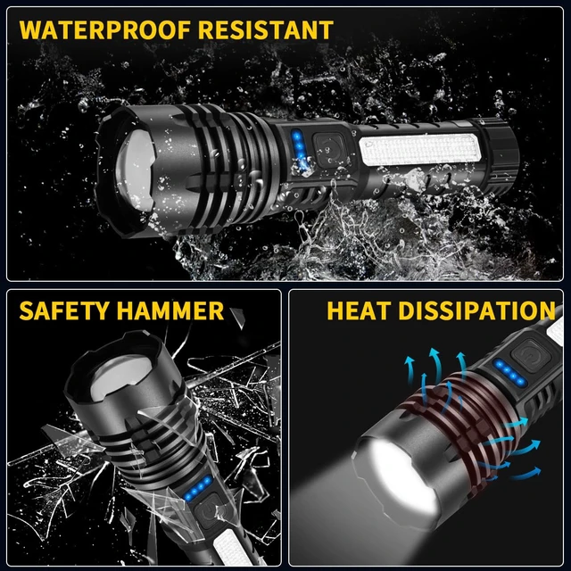 Alt view image 13 of 14 - Rechargeable Flashlights High Lumens 2Pack, Flash Lights for Home | 700lm Super Bright LED Torch Light, 7Mode Adjustable Tactical Linternas with Clip, Powerful 12H Runtime for Camping Emergency