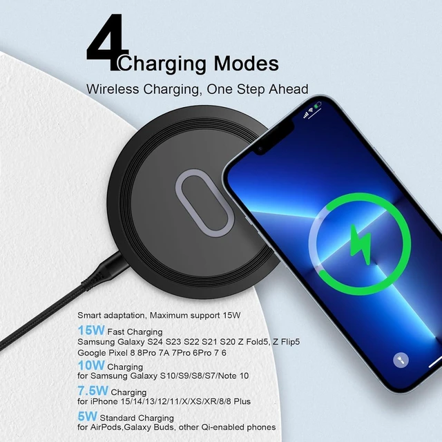 Alt view image 14 of 14 - 15W Wireless Google Charger Fast Charging Pad for Google Pixel 10 9A 9 Pro XL Fold 8 7 6 Pro 8A 7A Galaxy S25 S24 Ultra S23 FE S22 FE S20 Z Flip Fold 7 6 Wireless Charger Station Fast Charging