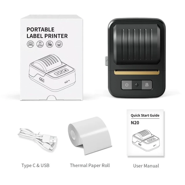 Alt view image 12 of 12 - Sticker Maker Machine, Label Maker for Small Business, N20 Portable Bluetooth Thermal Label Printer Barcode, Address, Logo, Clothing, 2 Inch Sticker Printer for Phones (Black)