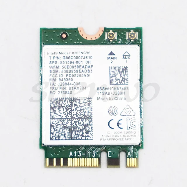 Alt view image 6 of 9 - WiFi Bluetooth4.2 Card 01AX704 Intel Dual Band Wireless-AC 8265 NGFF Wireless LAN adapters