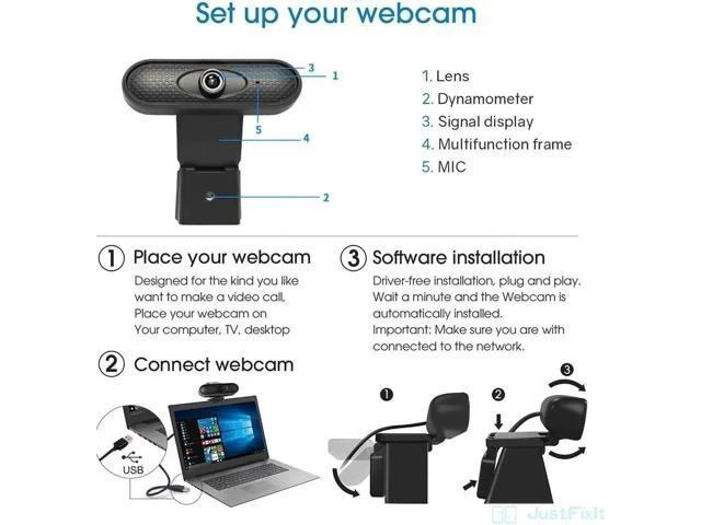 Alt view image 9 of 10 - HD 1080P Webcam USB Pc Computer Camera with Microphone Driver- Video Webcam for Online Teaching Live Broadcast