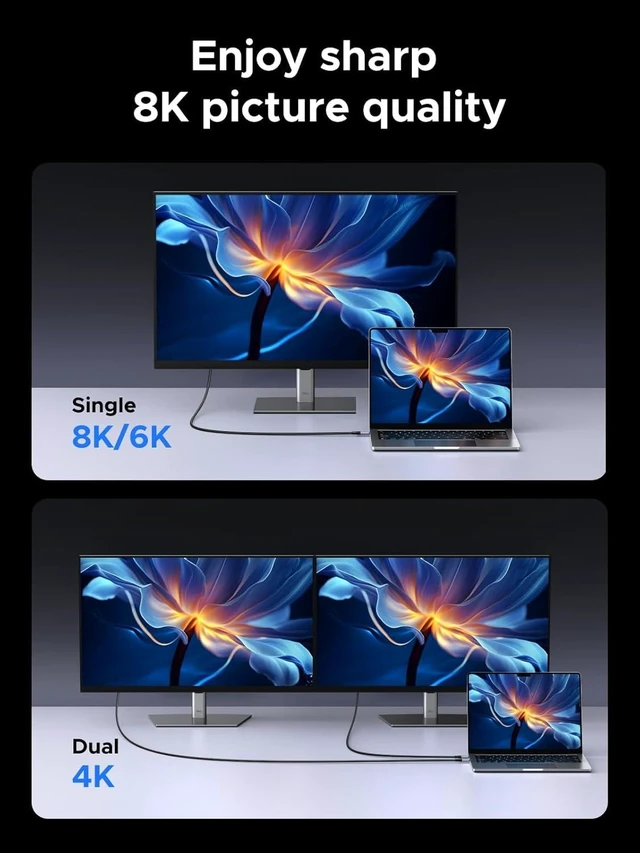 Alt view image 10 of 14 - 240W USB C Cable 40Gbps USB C to USB C Cable USB4.0 GEN3 8K 60Hz PD 3.1 Video Cable Compatible with USB C Monitors Hubs Docks MacBook Air iPhone 17/16 Pro Max Galaxy S25/S24 Ultra 3.3FT