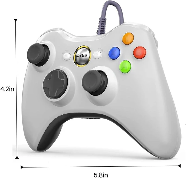 Alt view image 9 of 14 - VOYEE PC Controller, Wired Controller Compatible with Microsoft Xbox 360 & Slim/PC Windows 10/8/7, with Upgraded Joystick, Double Shock | Enhanced (White)