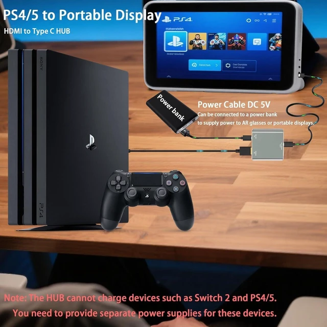 Alt view image 10 of 14 - HDMI to USB-C Adapter HDMI to Type C Adapter for XREAL One/Viture/RayNeo Air/Rokid AR Glasses and Portable Monitor Compatible 4K 60Hz Connect to Source Devices Switch 2 PS4/5 Xbox Laptops