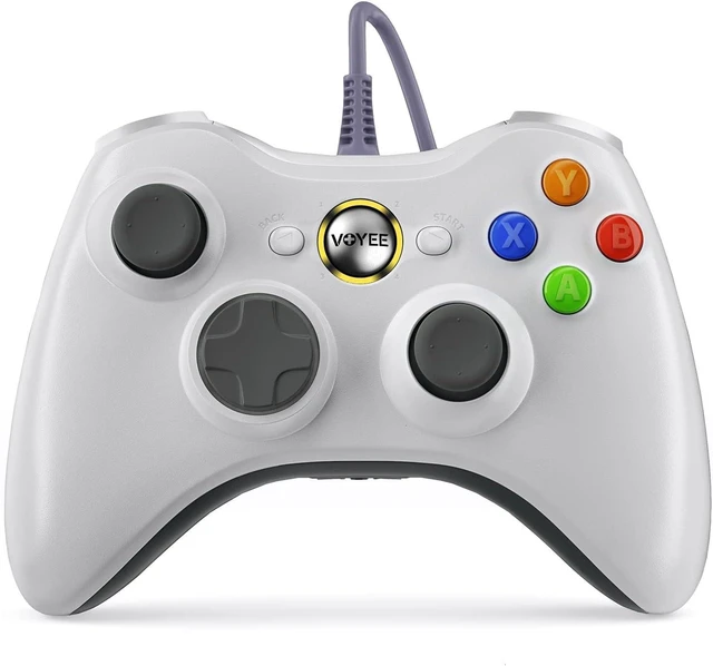 Alt view image 8 of 14 - VOYEE PC Controller, Wired Controller Compatible with Microsoft Xbox 360 & Slim/PC Windows 10/8/7, with Upgraded Joystick, Double Shock | Enhanced (White)