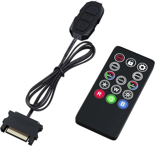 Alt view image 7 of 12 - DS Mini ARGB PC Fans Controller Kit for Rainbow Case Fans, PC Rainbow LED Strip, Computer ARGB Fans (3-Pin, 14 Key Remote, SATA Power, 4th Gen, B Series)