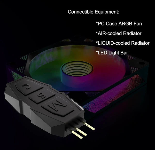 Alt view image 10 of 12 - DS Mini ARGB PC Fans Controller Kit for Rainbow Case Fans, PC Rainbow LED Strip, Computer ARGB Fans (3-Pin, 14 Key Remote, SATA Power, 4th Gen, B Series)