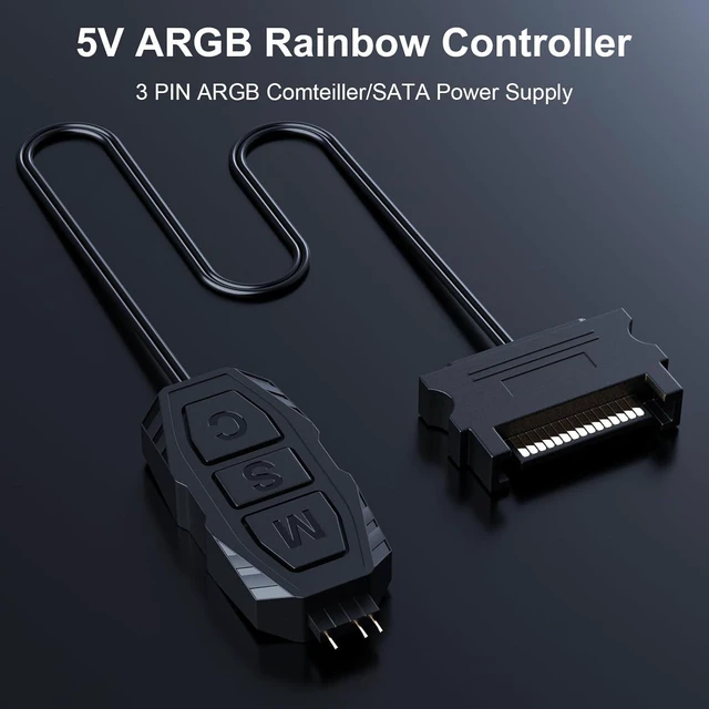 Alt view image 8 of 12 - DS Mini ARGB PC Fans Controller Kit for Rainbow Case Fans, PC Rainbow LED Strip, Computer ARGB Fans (3-Pin, 14 Key Remote, SATA Power, 4th Gen, B Series)