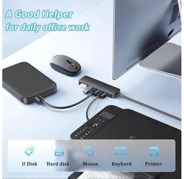 Alt view image 12 of 14 - USB 3.0 Hub, 4-Port USB Hub USB Splitter USB Expander for Laptop, Xbox, Flash Drive, HDD, Console, Printer, Camera,Keyborad, Mouse(Not for Charging)