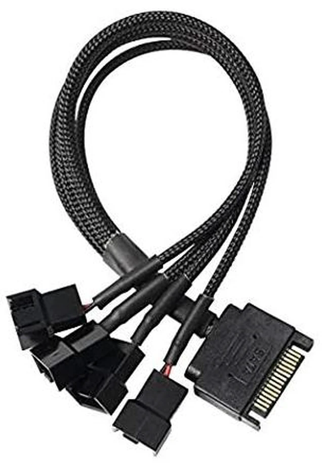 Alt view image 11 of 14 - SATA to 3 Pin 4 Pin Fan Adapter,15pin SATA to 4 x 3 pin / 4 Pin 12V PC Case Fan Splitter Extension Power Cable Adapter-28cm-2pcs