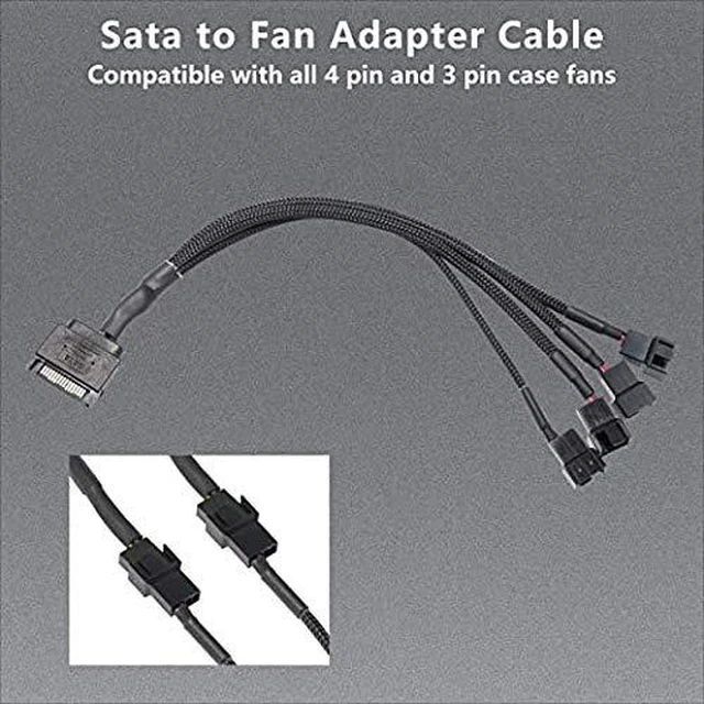 Alt view image 13 of 14 - SATA to 3 Pin 4 Pin Fan Adapter,15pin SATA to 4 x 3 pin / 4 Pin 12V PC Case Fan Splitter Extension Power Cable Adapter-28cm-2pcs