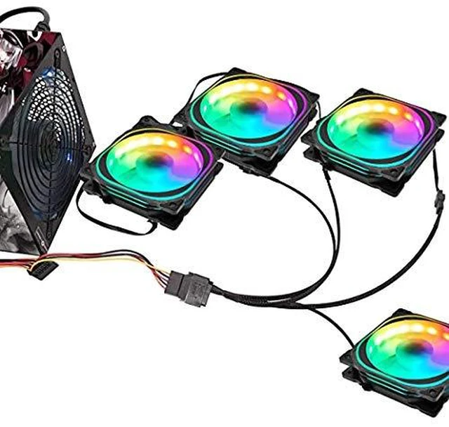 Alt view image 14 of 14 - SATA to 3 Pin 4 Pin Fan Adapter,15pin SATA to 4 x 3 pin / 4 Pin 12V PC Case Fan Splitter Extension Power Cable Adapter-28cm-2pcs