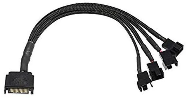 Alt view image 12 of 14 - SATA to 3 Pin 4 Pin Fan Adapter,15pin SATA to 4 x 3 pin / 4 Pin 12V PC Case Fan Splitter Extension Power Cable Adapter-28cm-2pcs