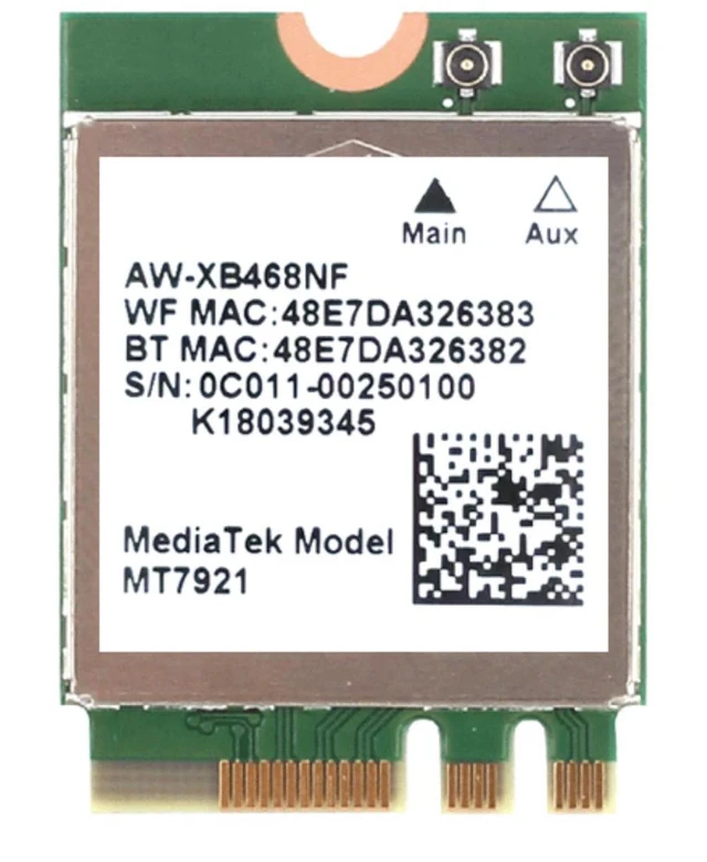 Alt view image 3 of 4 - Wi-Fi 6 MediaTek MT7921k MT7921 wifi 6 1800M Bluetooth 5.2 wireless WIFI network card NGFF m.2 support windows10 / 11