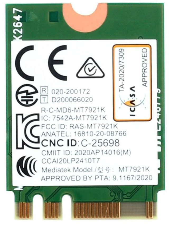 Alt view image 4 of 4 - Wi-Fi 6 MediaTek MT7921k MT7921 wifi 6 1800M Bluetooth 5.2 wireless WIFI network card NGFF m.2 support windows10 / 11