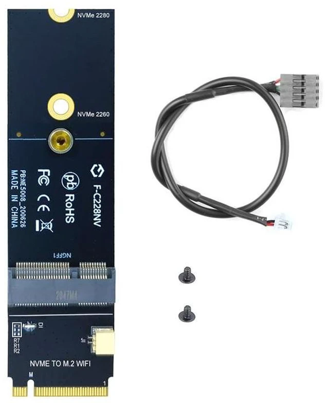 Alt view image 4 of 6 - M.2 Wifi Adapter M.2 A+E Key to M Key Slot Wifi Bluetooth Network Card for NVMe SSD Port
