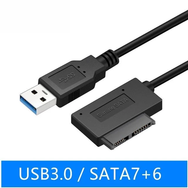 Alt view image 6 of 10 - USB 3.0 to Slimline Sata 7 + 6 13Pin Adapter Converter Cable for Laptop CD / DVD ROM Drive Data Cord Adapter