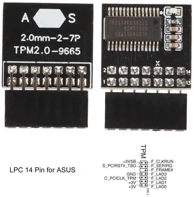 Alt view image 8 of 12 - TPM 2.0 Module with 14 Pin, TPM 2.0 Encryption Security Module for ASUS Motherboard Compatible with Win11